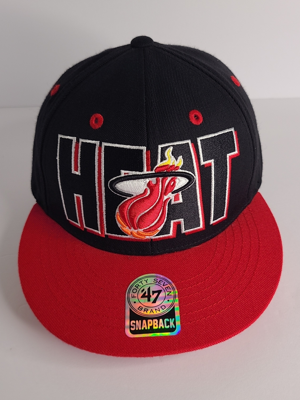 '47 Brand Miami Heat Black & Red Snapback Hat